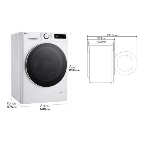 Lavadora cf LG F2WR5S08A0W 8-1200 fondo 45 A-10% vapor