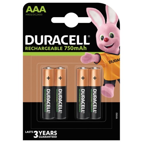 Blister 4 Pilas recargables Duracell AAA 750mAh