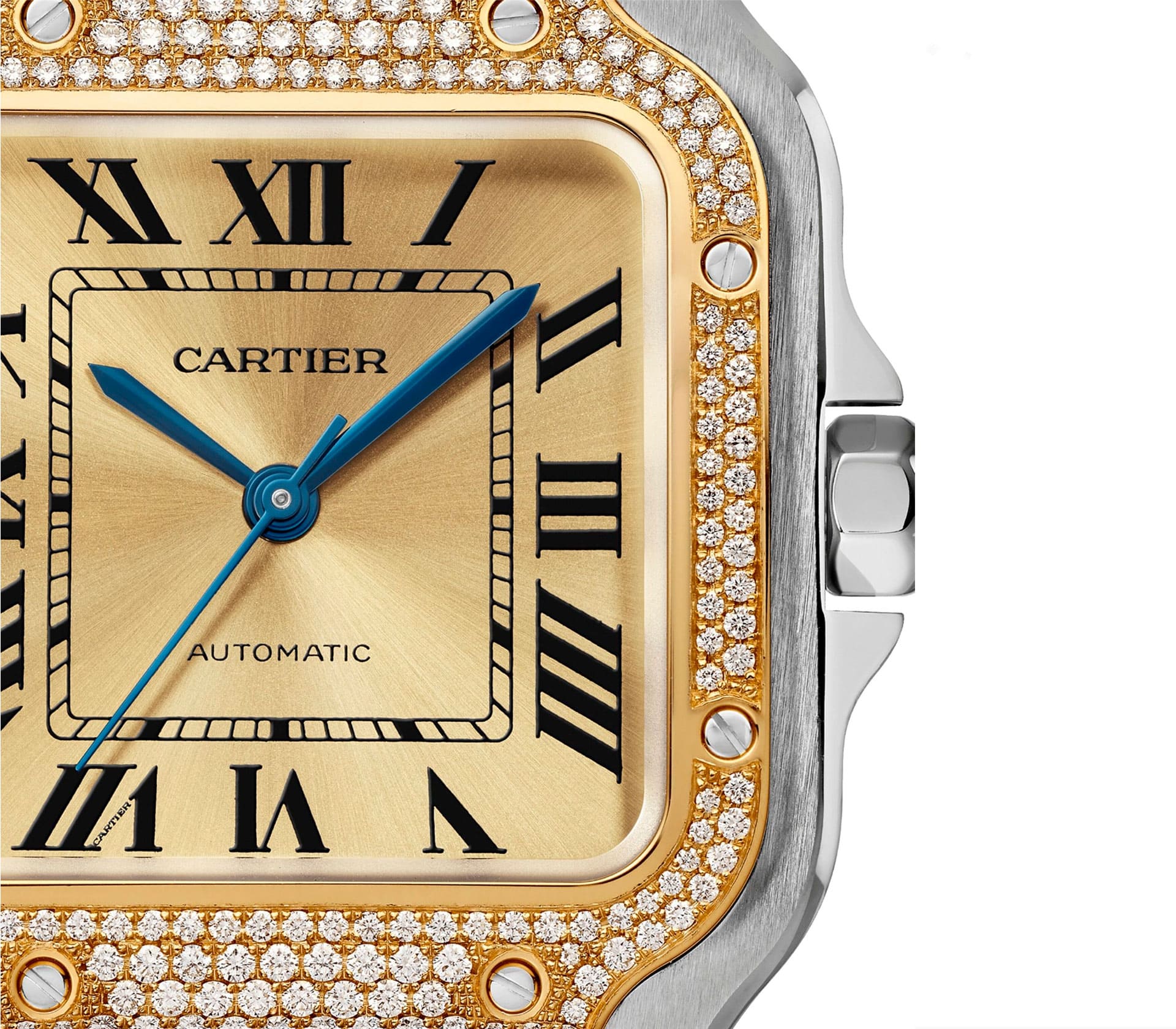 Santos de Cartier em Aço inoxidável e Diamantes 41.9mm