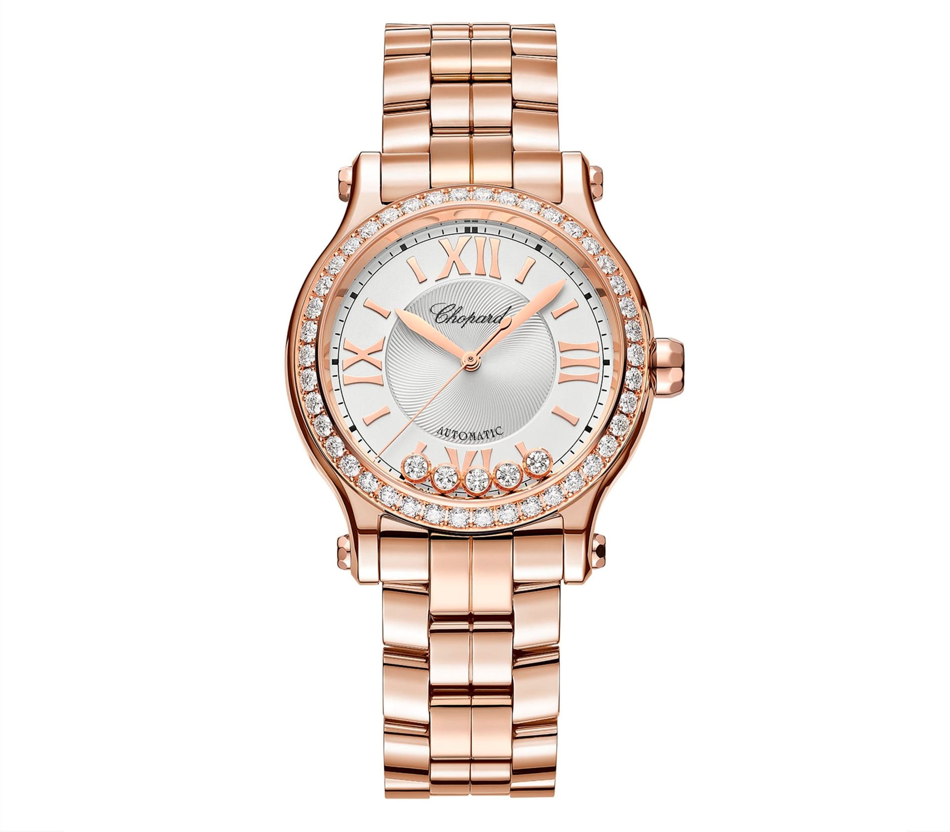 Happy Sport Automatic em Ouro Rosa e Diamantes 33mm