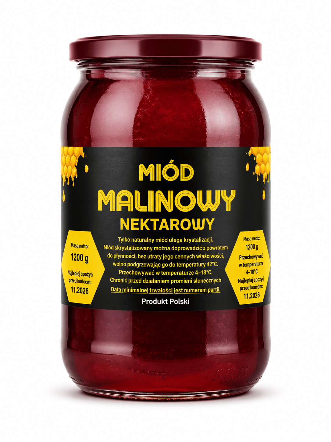 Miód Malinowy 1,25kg