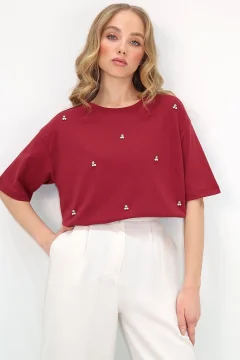 Women's Burgundy T-Shirt - Фото 1