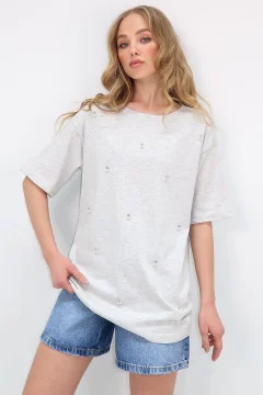 Women's Grey T-Shirt - Фото 1