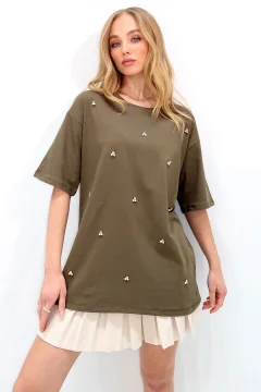 Women's Khaki T-Shirt - Фото 1