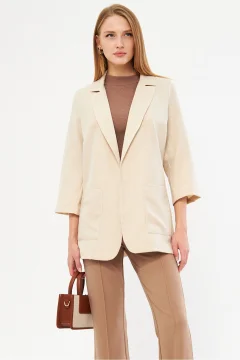 سترة نسائية انيقه كبيرة الحجم بلون إكرو - Фото 4