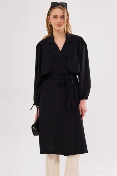 معطف نسائي انيق باللون الاسود - Фото 3