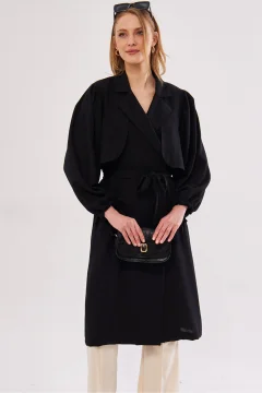 معطف نسائي انيق باللون الاسود - Фото 8