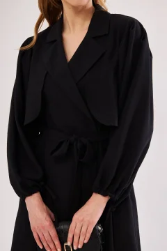 معطف نسائي انيق باللون الاسود - Фото 2