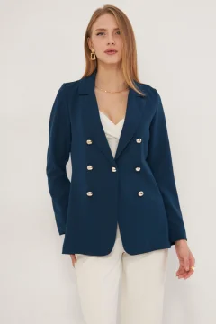 سترة نسائية انيقة بأزرار لون بترولي - Фото 7