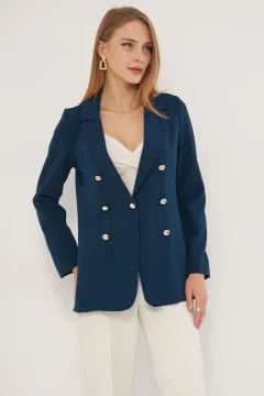 سترة نسائية انيقة بأزرار لون بترولي - Фото 8