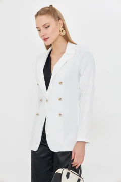 سترة نسائية انيقة بأزرار باللون الابيض - Фото 3