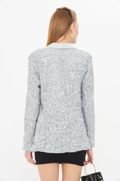 سترة نسائية باللون الرمادي الفاتح - Фото 4