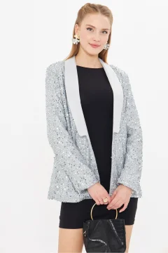 سترة نسائية باللون الرمادي الفاتح - Фото 6