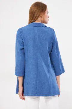 سترة نسائية كبيرة الحجم باللون الأزرق الداكن - Фото 9