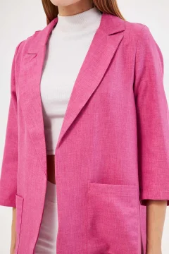 سترة نسائية كبيرة الحجم بجيب باللون البينك - Фото 5