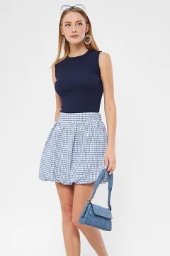 تنورة نسائية منقوشة باللون الأزرق - Фото 3