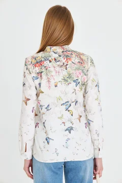 قميص نسائي كاكي متعدد الألوان منقوش - Фото 5