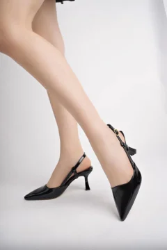 حذاء نسائي انيق بكعب عالي باللون الاسود - Фото 4