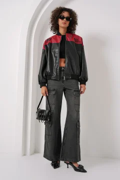 سترة بومبر نسائيه من الجلد - Фото 2