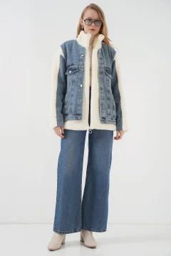 معطف جينز طويل من القطيفة - Фото 2