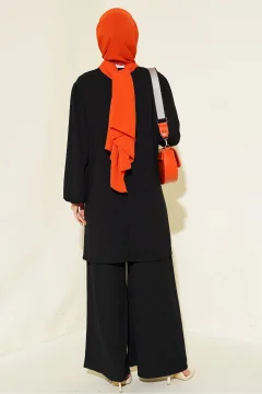 سروال تونيك أسود للنساء طقم علوي سفلي - Фото 7