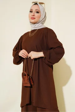 طقم تونيك وبنطلون بني - نسائي - Фото 5