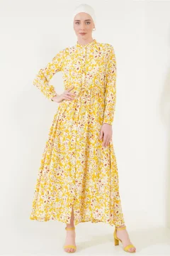 فستان نسائي منقوش باللون الاصفر - Фото 3