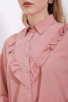 قميص طويل الأكمام مكشكش - وردة مجففة - Фото 8