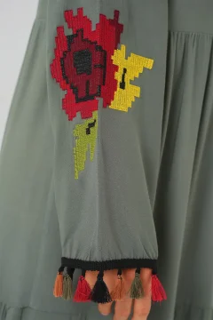 فستان طويل مطرز كاكي - Фото 5