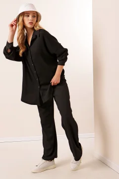 طقم نسائي مزدوج باللون الأسود - Фото 2