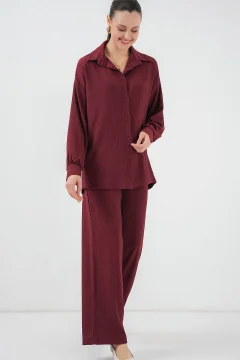  5858 بدلة مزدوجة محبوكة - أحمر كلاريت - Фото 1