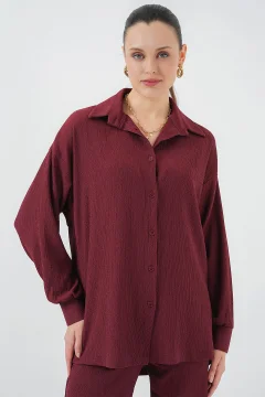 بدلة نسائي مزدوجة أحمر كلاريت - Фото 6