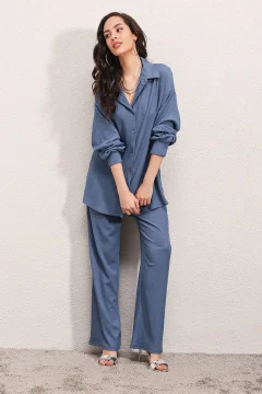 طقم مزدوج محبوك - نيلي - Фото 8