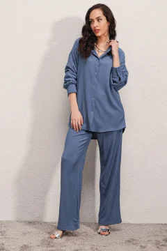 طقم مزدوج محبوك - نيلي - Фото 9