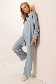 طقم محبوك مزدوج - أزرق فاتح - Фото 9