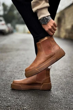 بوت رجالي باللون البنى - Фото 3