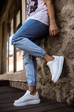 حذاء جلد للرجال أبيض - Фото 7