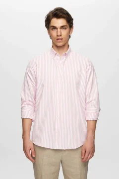 Ds Damat Slim Fit Pink Striped Shirt - Фото 1
