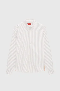 قميص ذو قصة ضيقة باللون البيج - Фото 4