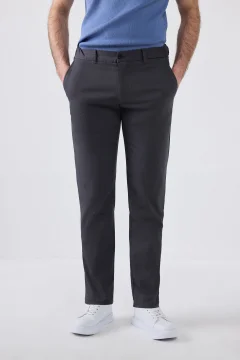 Anthracite Slim Fit Flexible Lycra Side Pocket Chino Pants - Фото 1