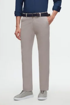Flexible Lycra and Stone Dobby Slim Fit Chino Pants - Side Pocket - Фото 1