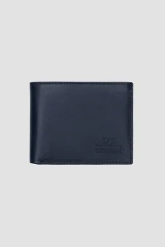 محفظة جلدية أصلية مع صندوق باللون الأزرق الداكن - Фото 2