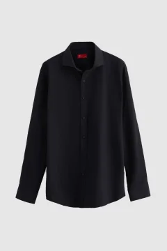 قميص أسود بقصة ضيقة وياقة إيطالية - Фото 5