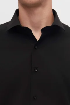 قميص أسود بقصة ضيقة وياقة إيطالية - Фото 6