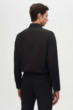 قميص أسود بقصة ضيقة وياقة إيطالية - Фото 8