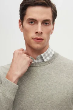 قميص منقوش رمادي بقصة ضيقة - Фото 8