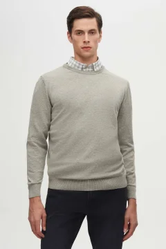 قميص منقوش رمادي بقصة ضيقة - Фото 2