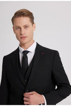 بدلة رجالي سوداء بقصة ضيقة وياقة أحادية - Фото 9