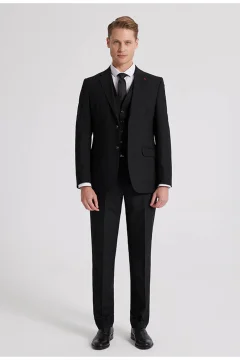 بدلة رجالي سوداء بقصة ضيقة وياقة أحادية - Фото 6