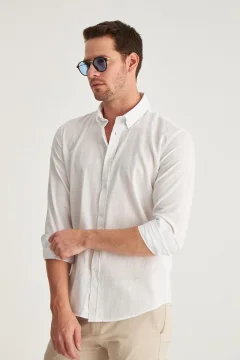 قميص صيفي أبيض بقصة ضيقة - Фото 3